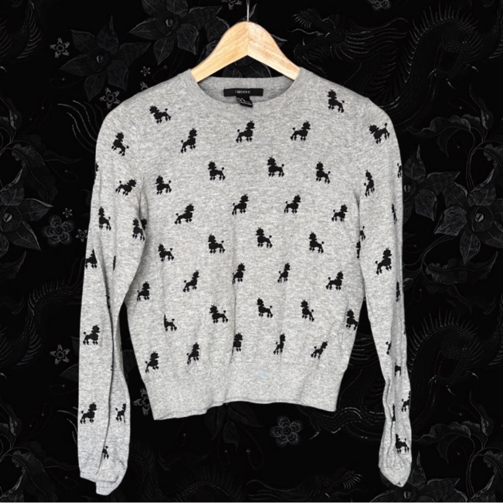 FOREVER 21 Poodle Pattern Vintage inspired Cardigan